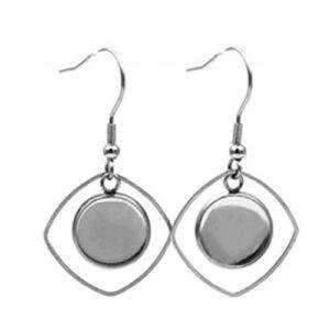 Bigiotteria Orecchini Quadro Acciaio Inox Vassoio 12Mm 2Pz EJEW CJC0001