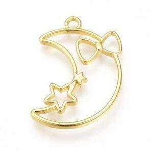 Bigiotteria Pendenti Cavi Luna Con Fiocco 34X24 Oro PALLOY R099 02G FF