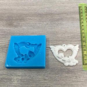Stampo Silicone Artigianale Pendente Cuore Con Orso 57X44mm