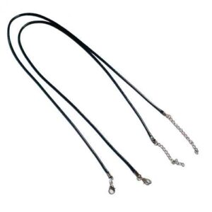 Bigiotteria Collana Cordone Cerato Nero 43cm C Chiusure 5pz Njew R229 2.0mm 5