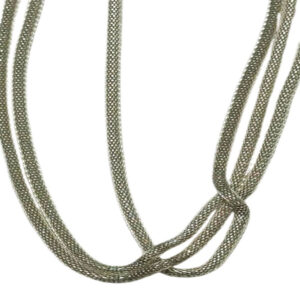 Collana 3 Fili Circa 48cm Diam 4mm Metallo Smaltato Argento Met