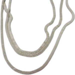 Collana 3 Fili Circa 48cm Diam 4mm Metallo Smaltato Bianco Opac