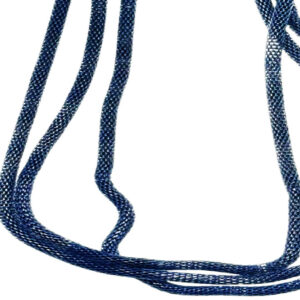 Collana 3 Fili Circa 48cm Diam 4mm Metallo Smaltato Blu Opaco
