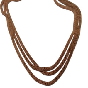 Collana 3 Fili Circa 48cm Diam 4mm Metallo Smaltato Cammello Op