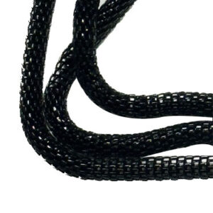 Collana 3 Fili Circa 48cm Diam 4mm Metallo Smaltato Nero Opaco